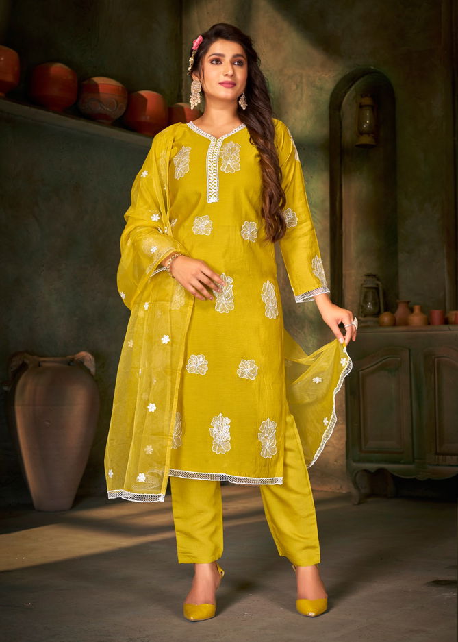 Peri Peri By Banwery Russian Silk Lakhnavi work Kurti With Bottom Dupatta Wholesale Online